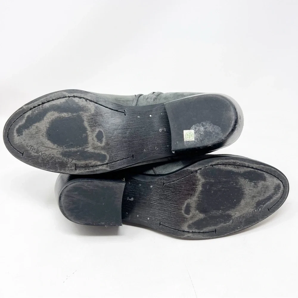 SAM EDELMAN GRAY SUEDE LOW TOP SIDE ZIP PETTY BOOTIES BOOTS WOMENS SZ 9